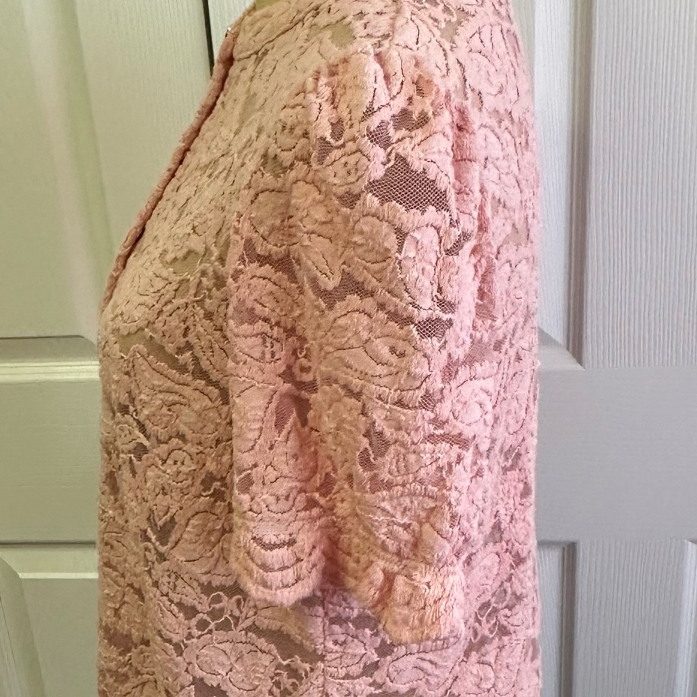 Chic Lace Button-Up Blouse in Soft Pink - Picture 3 of 5